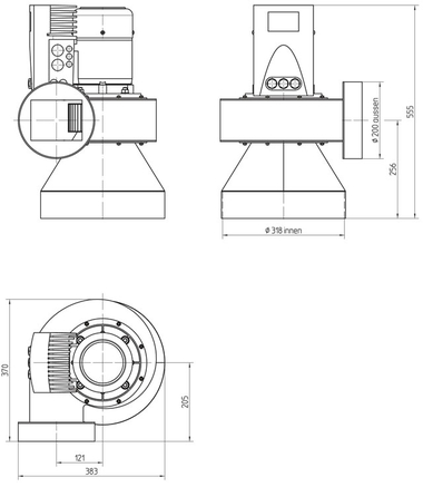 Schwadenabzugsventilator Massblatt