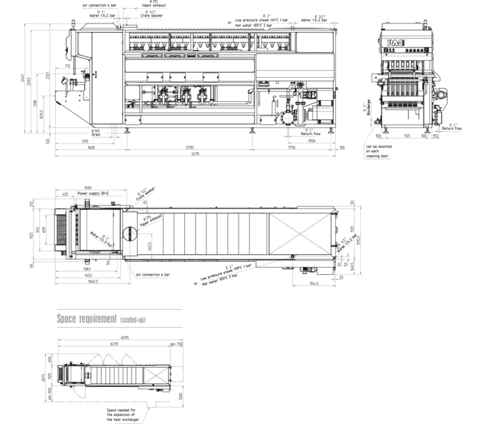 Dimensions and connection chart