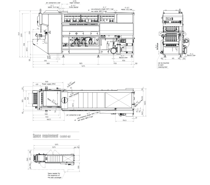 Dimensions and connection chart